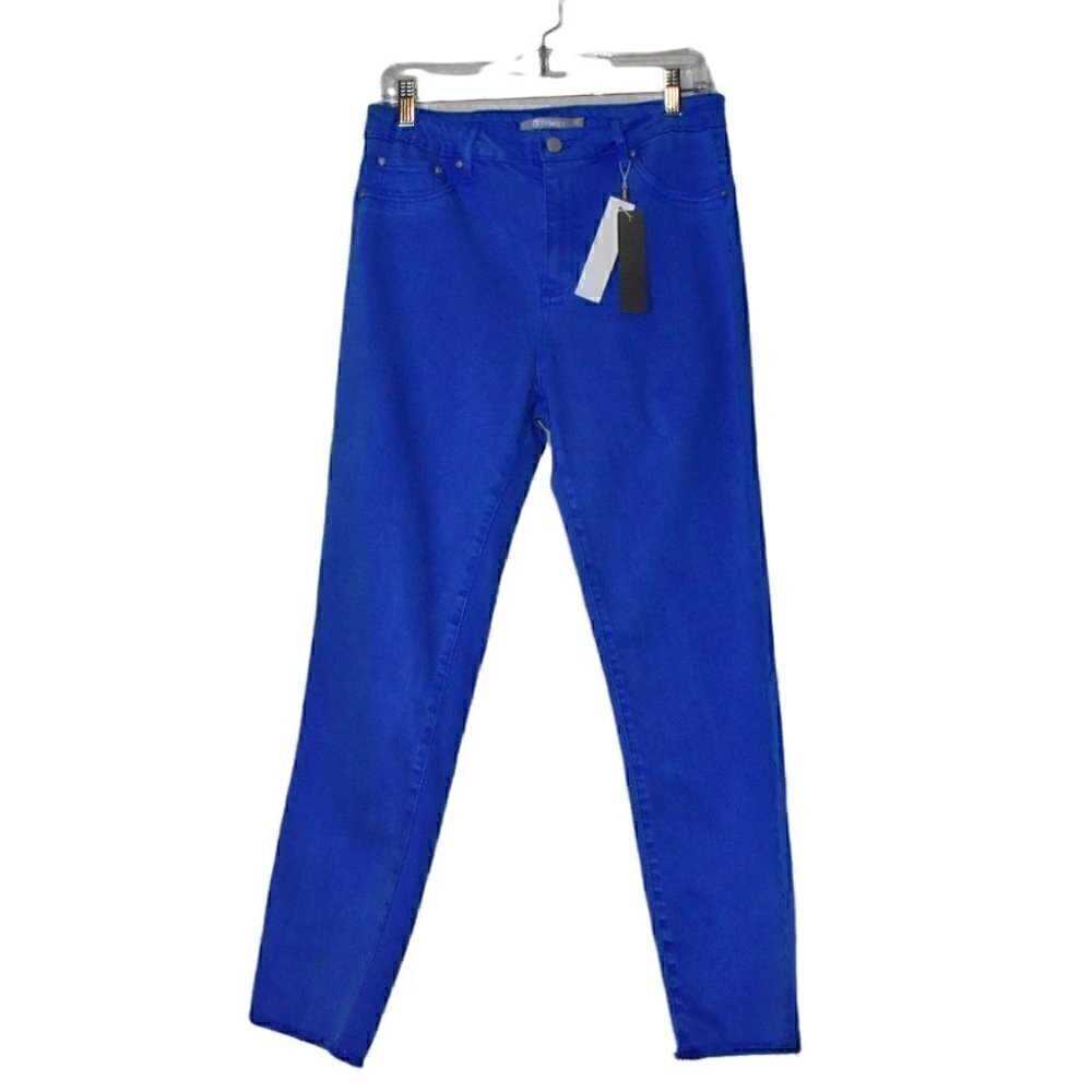 Tractr High Rise Slim Straight Leg Fray Raw Hem Blue Size 12/31